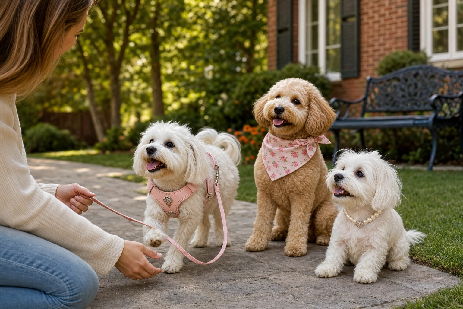 Pet accessories shown in a wide product-in-use scene