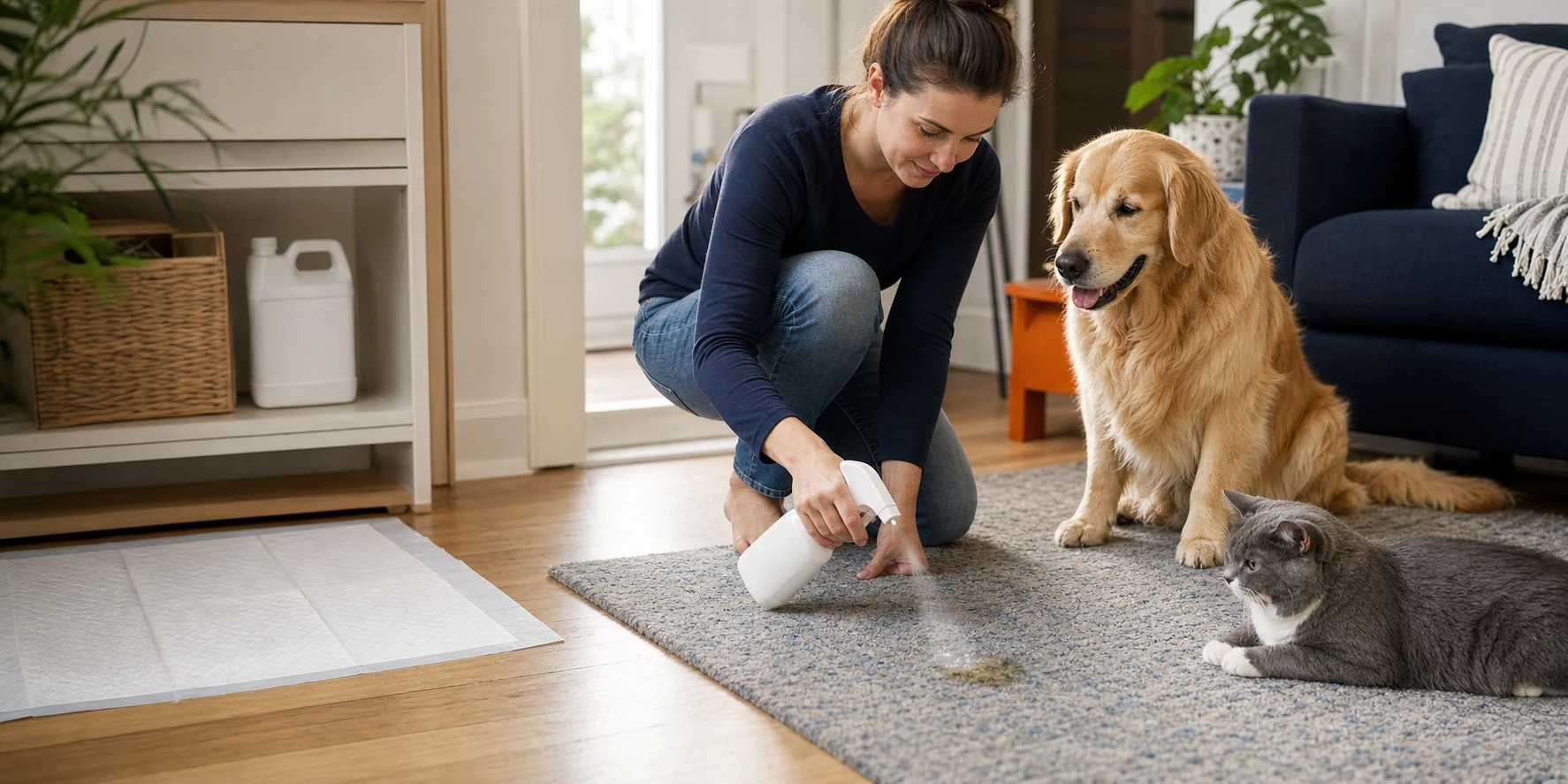 Pet care shown in a wide product-in-use scene
