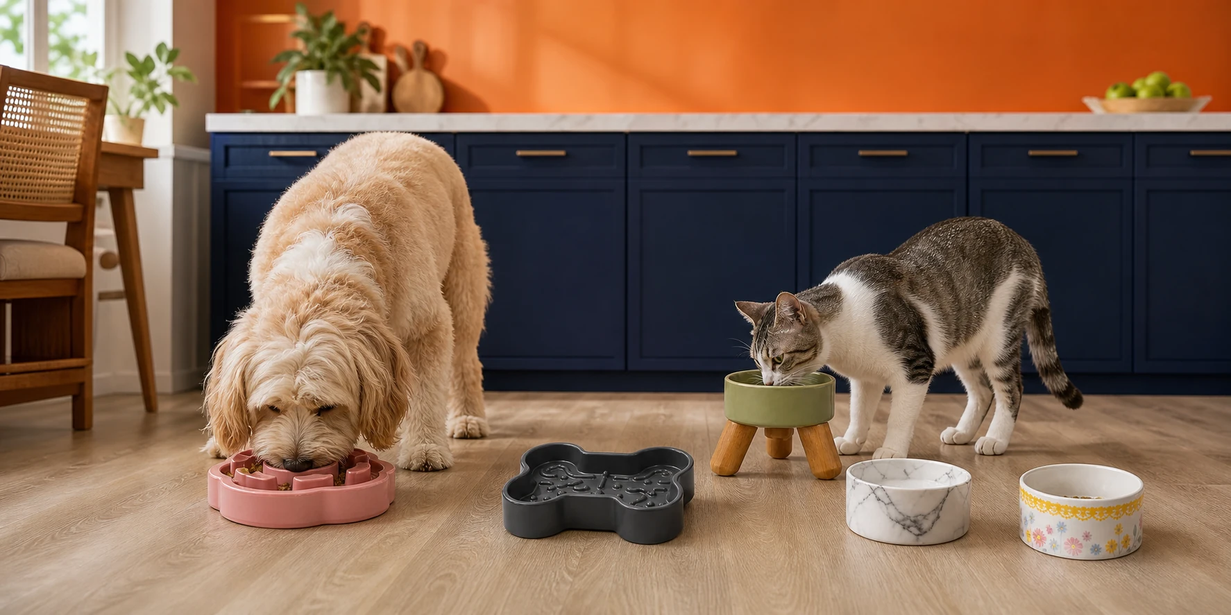 Feeding products shown in a wide product-in-use scene
