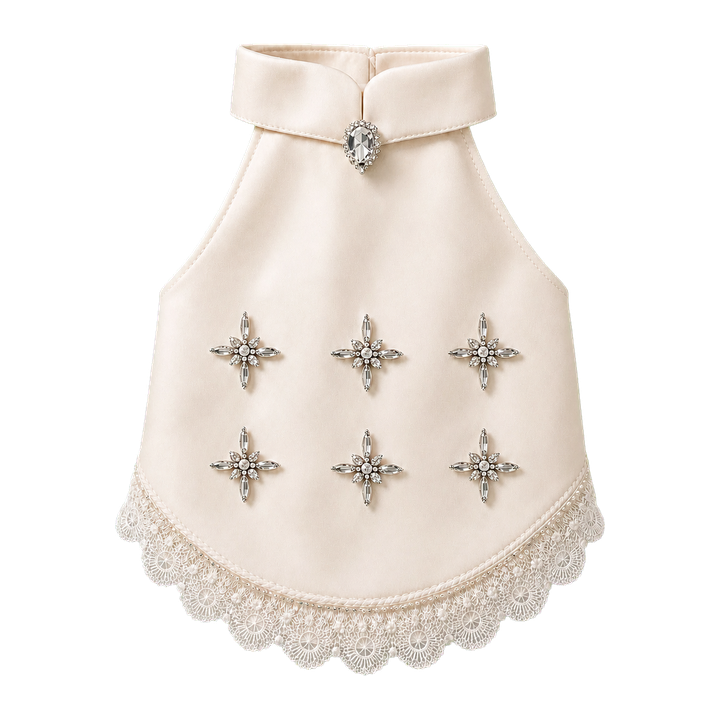 Ivory Crystal Princess Dress with six crystal crosses