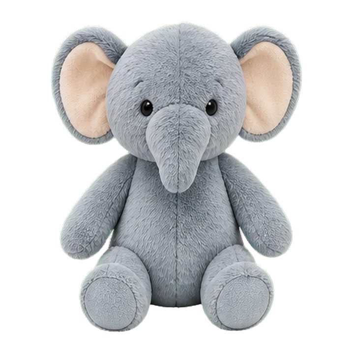 Gray elephant plush toy from the supplied Okiee catalog