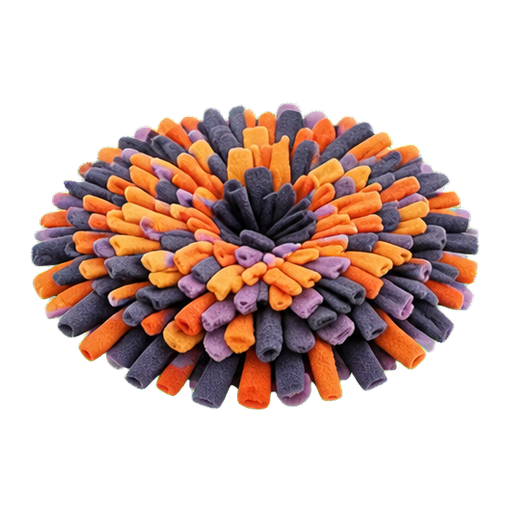 Orange and navy snuffle mat